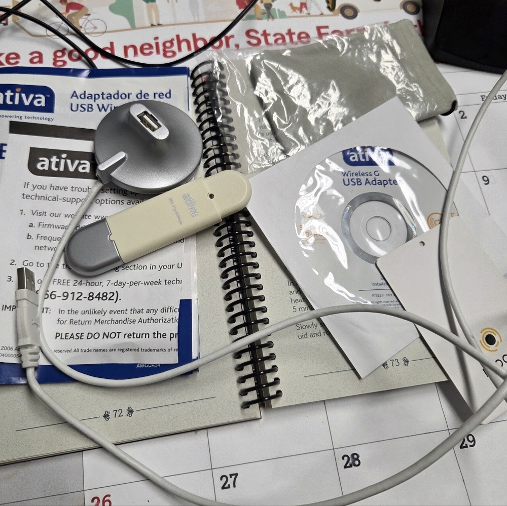 Ativa USB Wireless Network Adapter Kit in Cream and Silver